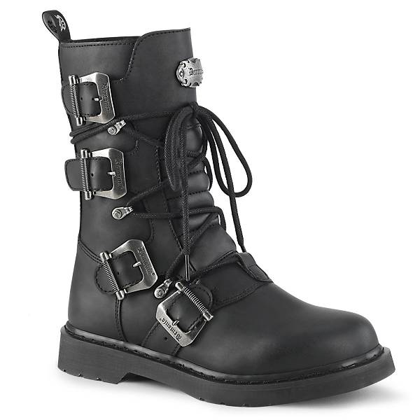 Demonia Women's Bolt-265 Mid Calf Combat Boots - Black Vegan Leather D2743-89US Clearance